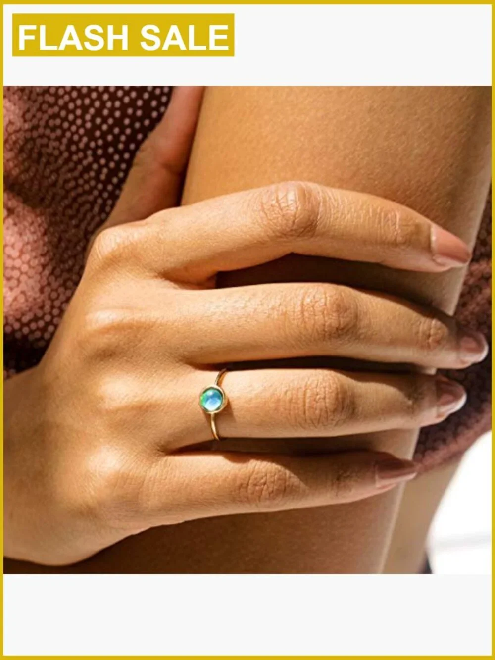 Mood Ring - Gold Plated Stacking Ring Size 6
